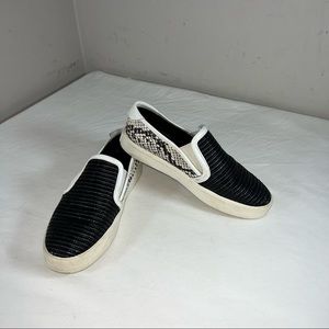 Vince Womens Bram Slip On Sneakers Black Snake Skin Leather Size 7.5